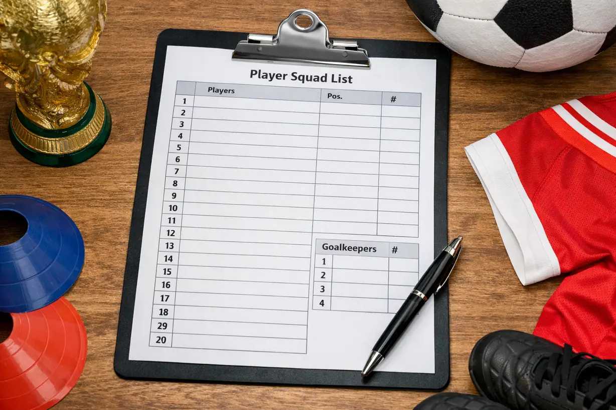 2026 世界杯球队球员报名名单示意