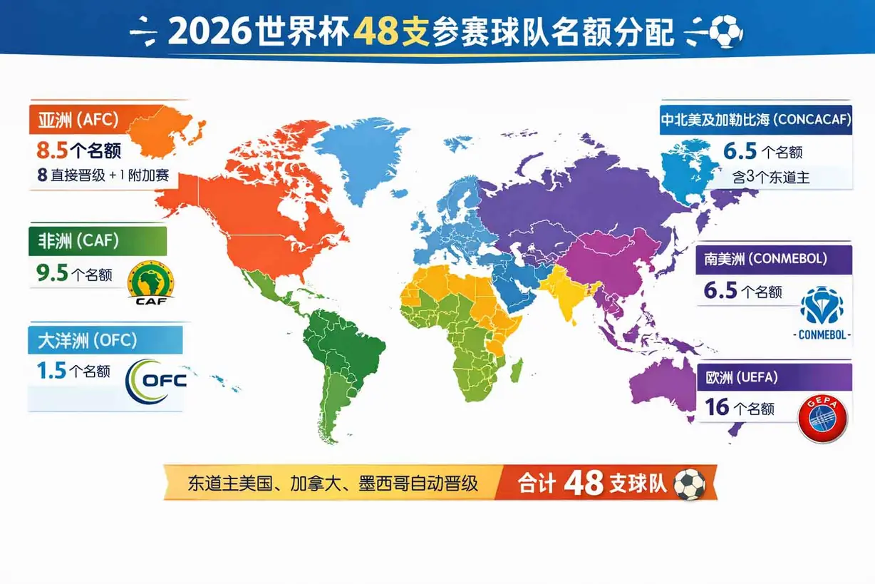 2026世界杯48支参赛球队名额分配示意图