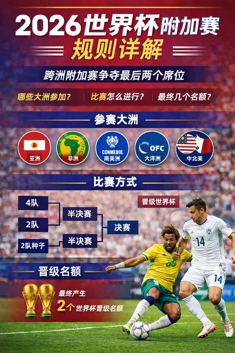 世界杯跨洲附加赛比赛场景示意图
