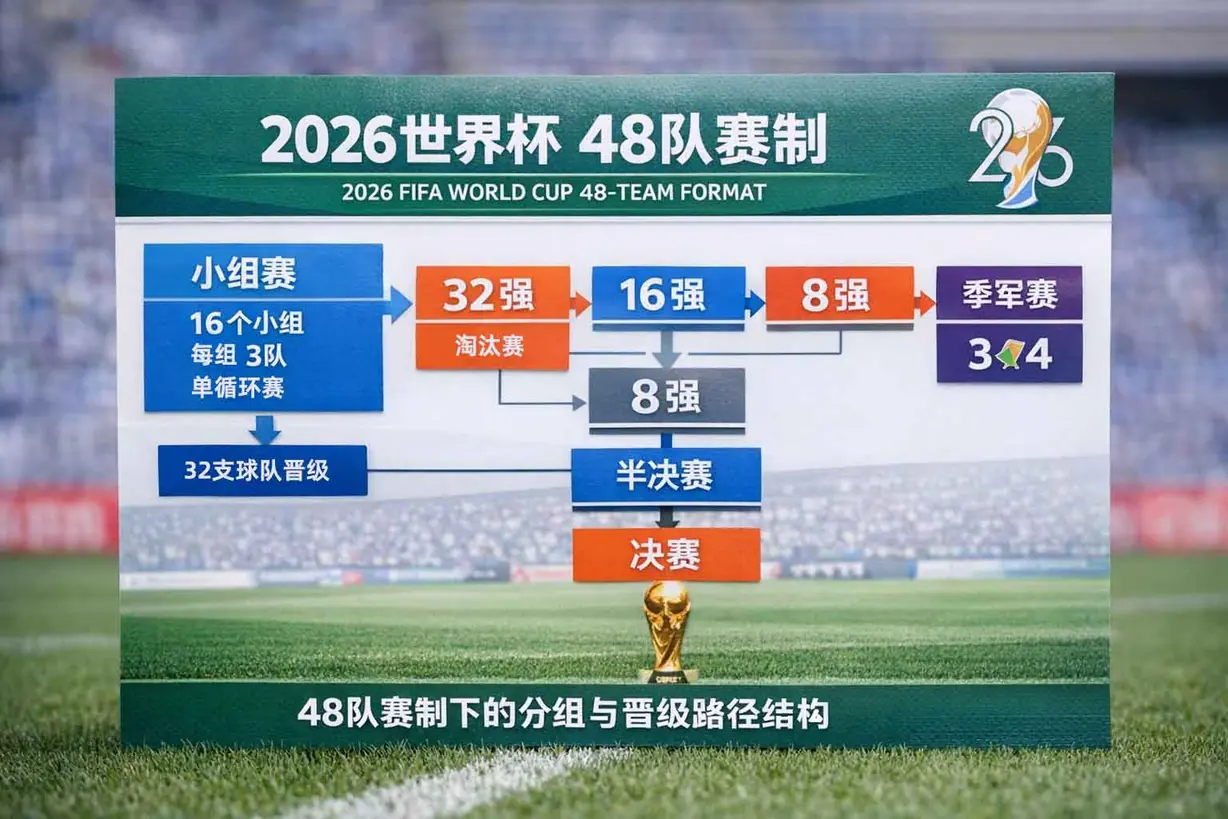 2026世界杯48队赛制结构与晋级路径示意图