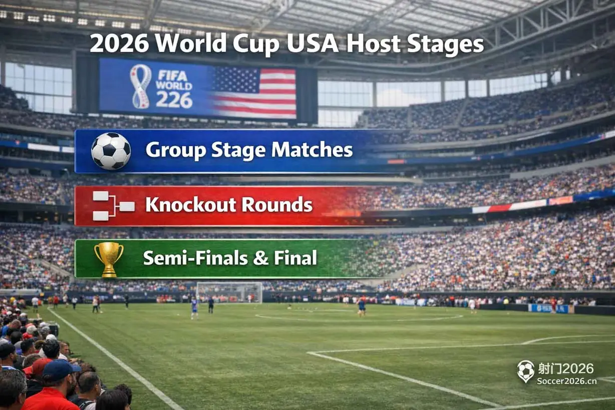 2026世界杯美国承办比赛阶段示意图