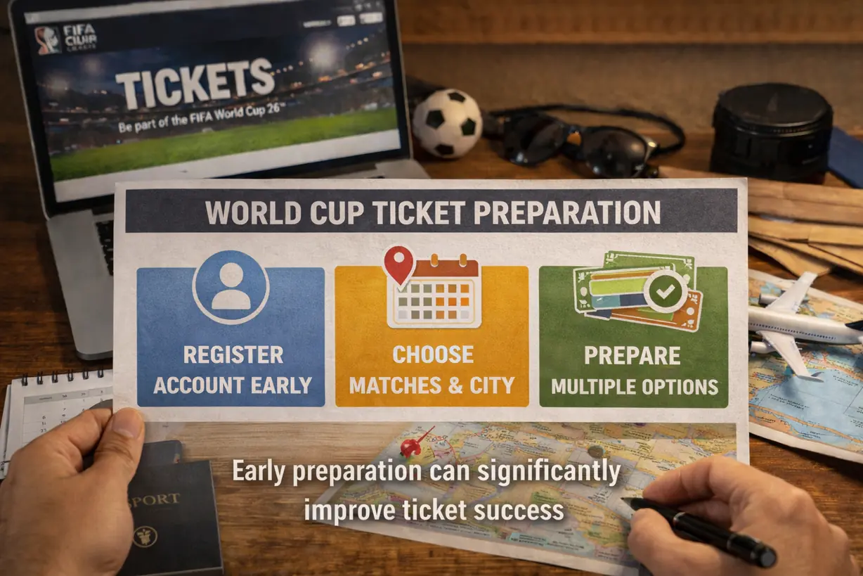 世界杯购票准备事项包括注册账号选择比赛和城市