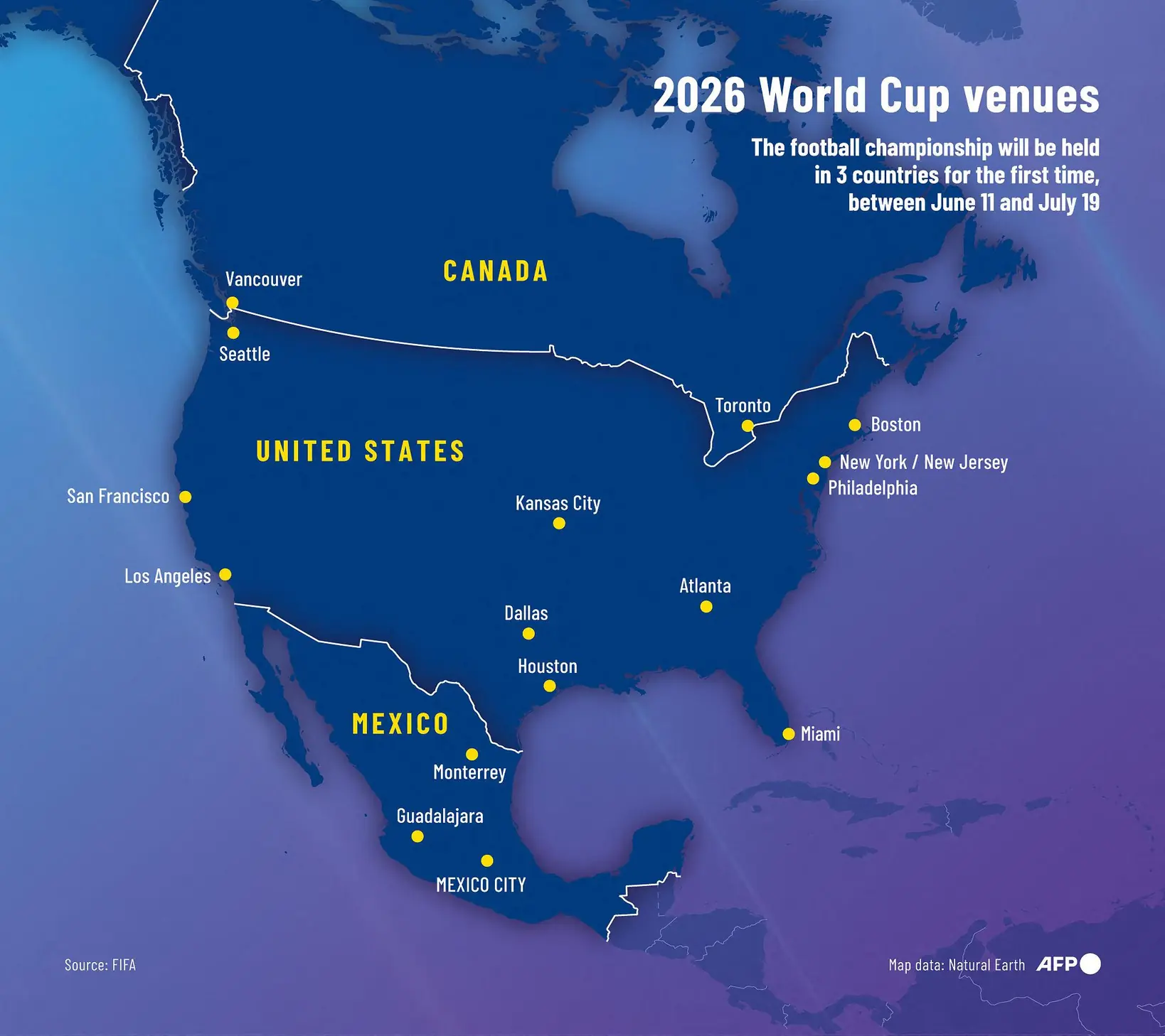 world cup multi host countries stadium distribution and time zone diversity concept