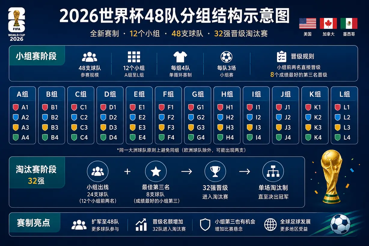 2026世界杯48队分组结构示意图