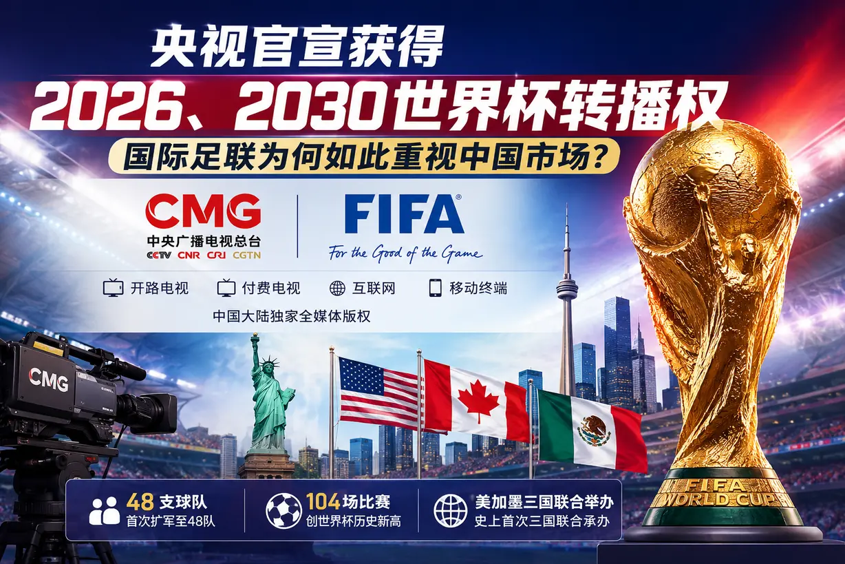 央视官宣获得2026、2030世界杯转播权，国际足联为何如此重视中国市场？